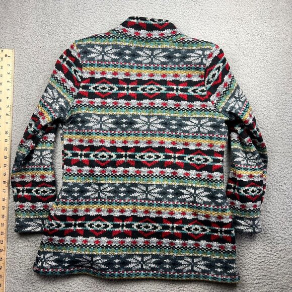 One World Jacket Womens Small Aztec Tribal Print Frog Closure Boho Mock Neck - Picture 5 of 6